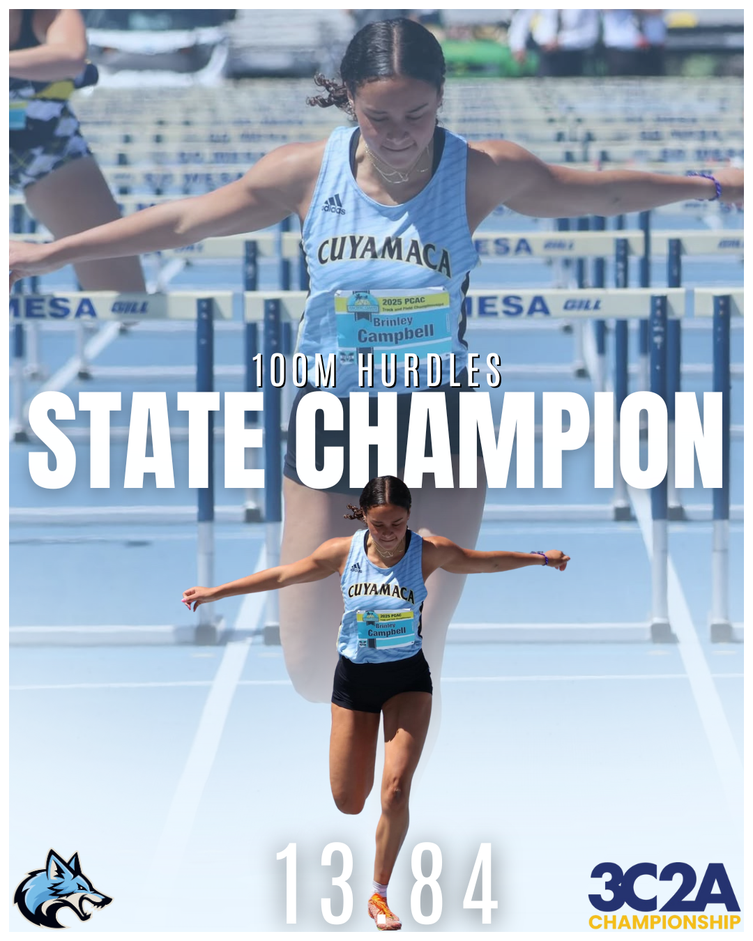 Brinley Campbell Crowned 2025 3C2A State Champion in 100m Hurdles